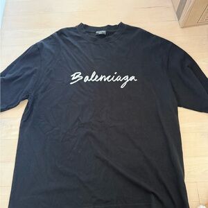 Balenciaga Black Tee with White Logo